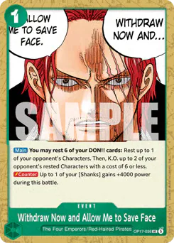Withdraw Now and Allow Me to Save Face